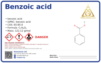 Benzoic Acid (CAS 65-85-0), CAS 65-85-0 — chemical product label
