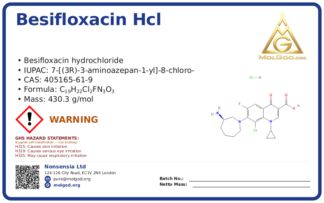 Besifloxacin HCl (CAS 405165-61-9), CAS 405165-61-9 — chemical product label