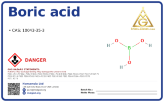 Boric Acid CAS No 10043-35 (CAS 10043-35-3) — Xilong Scientific, CAS 10043-35-3 — chemical product label