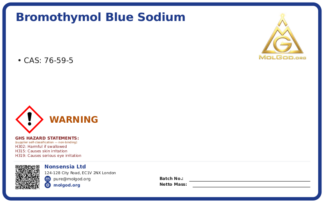 Bromothymol blue sodium salt (CAS 76-59-5), CAS 76-59-5 — chemical product label