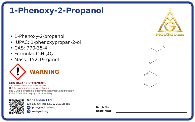 CAS 770-35-4, CAS 770-35-4 — chemical product label
