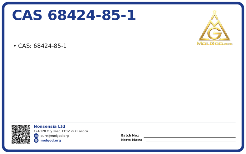 CAS 68424-85-1, CAS 68424-85-1 — chemical product label