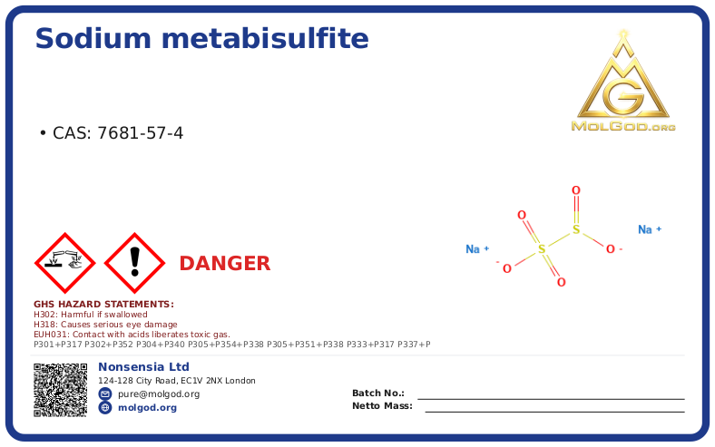 CAS 7681-57-4, CAS 7681-57-4 — chemical product label