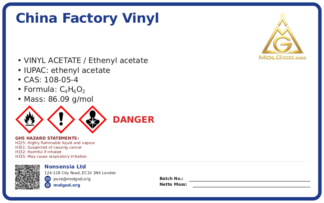 Factory Vinyl Acetate (CAS 108-05-4) — chemical product label