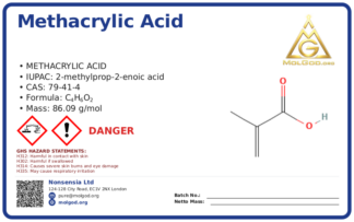Methacrylic Acid (CAS 79-41-4), CAS 79-41-4 — chemical product label