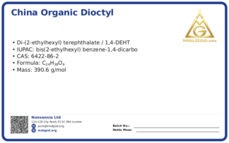 Organic Dioctyl Terephthalate (CAS 6422-86-2) — chemical product label