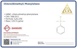 Chloro(dimethyl) phenylsilane (CAS 768-33-2), CAS 768-33-2 — chemical product label