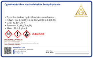 Cyproheptadine hydrochloride sesquihydrate (CAS 41354-29-4), CAS 41354-29-4 — chemical product label