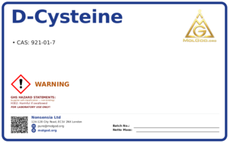 D-Cysteine (CAS 921-01-7), CAS 921-01-7 — chemical product label