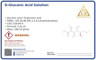 D-Gluconic acid solution (CAS 526-95-4), CAS 526-95-4 — chemical product label