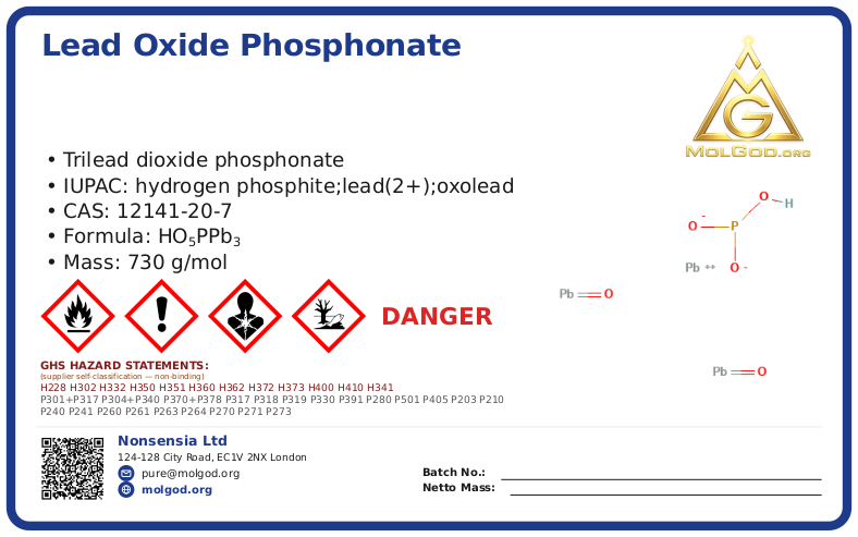 CAS 12141-20-7, CAS 12141-20-7 — chemical product label