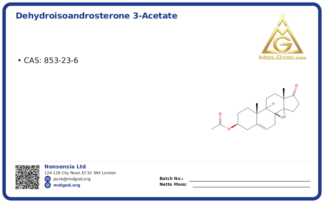 Dehydroisoandrosterone 3-acetate (CAS 853-23-6), CAS 853-23-6 — chemical product label