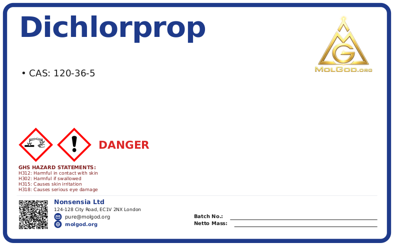 Dichlorprop (CAS 120-36-5), CAS 120-36-5 — chemical product label