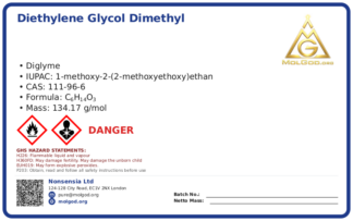 Diethylene glycol dimethyl ether (DEGDME/Diglyme) is a high-boiling point non (CAS 111-96-6), CAS 111-96-6 — chemical product label