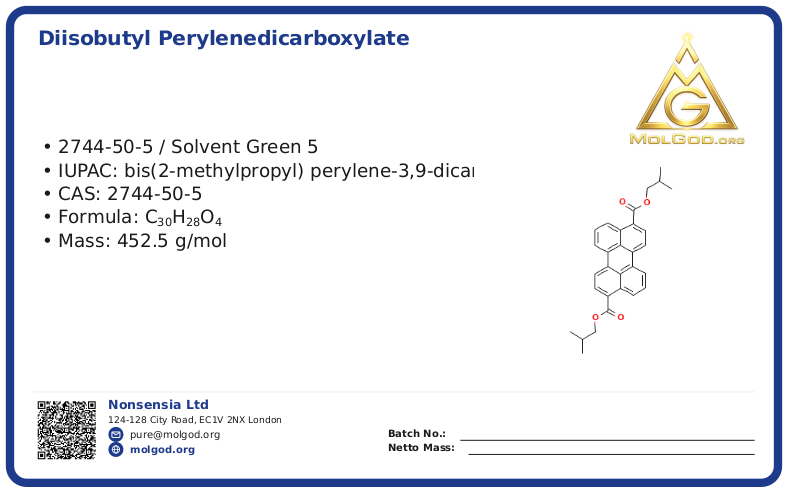 Diisobutyl Perylenedicarboxylate (CAS 2744-50-5) — Beijing Tong Guang, CAS 2744-50-5 — chemical product label