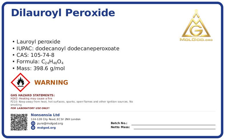 Dilauroyl peroxide (XJ-LPO) (CAS 105-74-8), CAS 105-74-8 — chemical product label