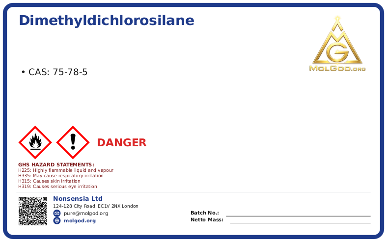 Dimethyldichlorosilane (CAS 75-78-5), CAS 75-78-5 — chemical product label