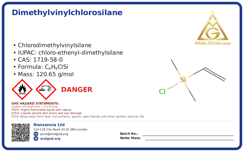 Dimethylvinylchlorosilane (CAS 1719-58-0), CAS 1719-58-0 — chemical product label