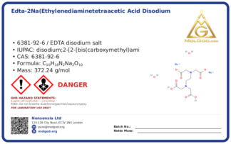 Ethylenediaminetetraacetic acid disodium salt, EDTA NA2, EDTA 2NA (CAS 6381-92-6), CAS 6381-92-6 — chemical product label