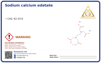 EDTA Ca (CAS 62-33-9), CAS 62-33-9 — chemical product label