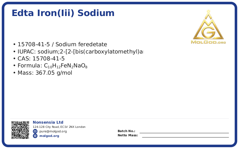 Хелат Железа (EDTA Fe) 13% (CAS 15708-41-5), CAS 15708-41-5 — chemical product label