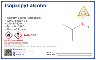 Isopropanol (CAS 67-63-0), CAS 67-63-0 — chemical product label