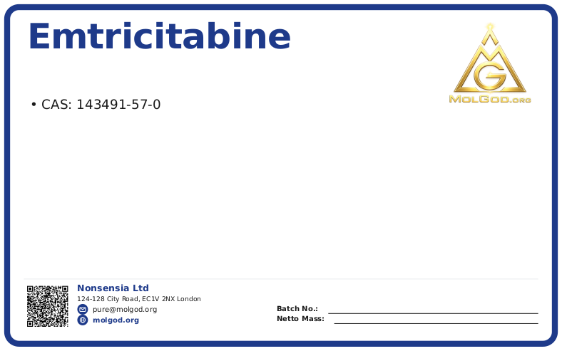 Emtricitabine (CAS 143491-57-0), CAS 143491-57-0 — chemical product label