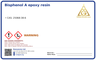 Epoxy Resin HW (CAS 25068-38-6), CAS 25068-38-6 — chemical product label