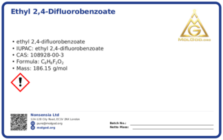 Ethyl 2,4-Difluorobenzoate (CAS 108928-00-3), CAS 108928-00-3 — chemical product label