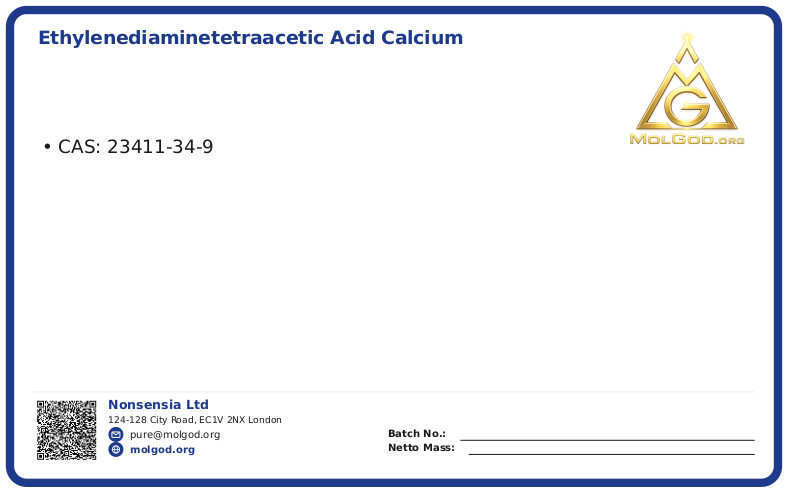 Ethylenediaminetetraacetic acid calcium disodium salt hydrate (CAS 23411-34-9) — chemical product label