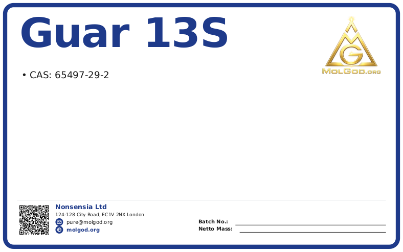 Guar 13S (CAS 65497-29-2), CAS 65497-29-2 — chemical product label