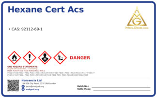 HEXANE CERT ACS/HPLC (CAS 92112-69-1), CAS 92112-69-1 — chemical product label