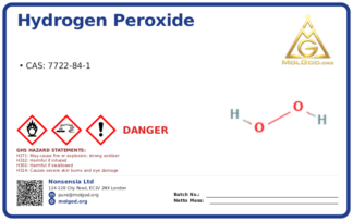 Hydrogen Peroxide 35% Reagent CAS No 7722-84 (CAS 7722-84-1) — Xilong Scientific, CAS 7722-84-1 — chemical product label