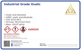 Industrial Grade Oxalic Acid Granules for Rust Removal (CAS 6153-56-6), CAS 6153-56-6 — chemical product label