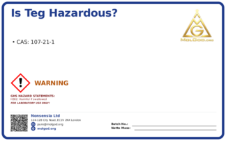CAS 号: 107-21 (CAS 107-21-1), CAS 107-21-1 — chemical product label