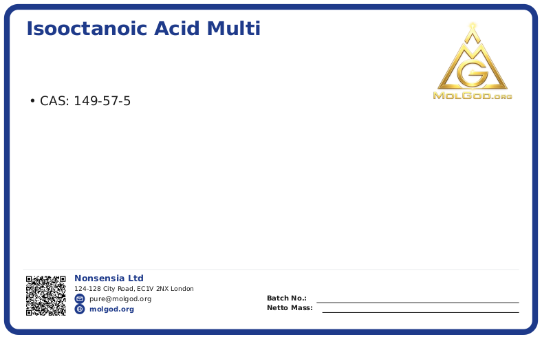 2-Этилгексановая кислота (2 (CAS 149-57-5), CAS 149-57-5 — chemical product label