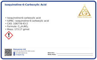 Isoquinoline-6-carboxylic acid (CAS 106778-43-2), CAS 106778-43-2 — chemical product label