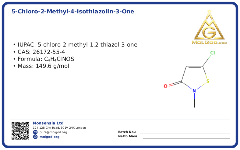 Isothiazolinones (CMIT/MIT) (CAS 26172-55-4), CAS 26172-55-4 — chemical product label