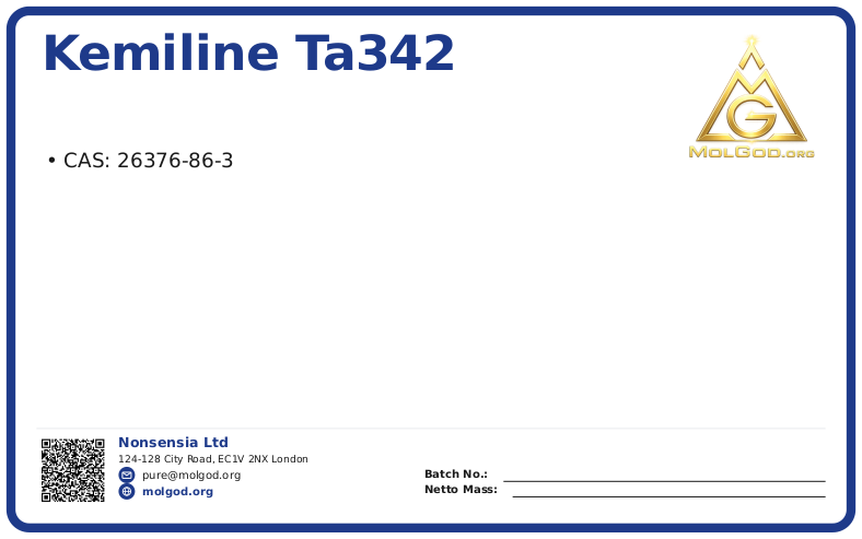 KEMILINE TA342 (CAS 26376-86-3), CAS 26376-86-3 — chemical product label