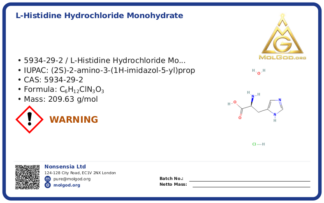 L-Histidine Hydrochloride Monohydrate (CAS 5934-29-2), CAS 5934-29-2 — chemical product label