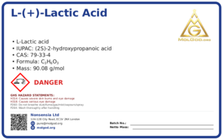 L-(+)-Lactic acid (CAS 79-33-4), CAS 79-33-4 — chemical product label