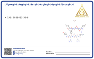 L-Tyrosyl-L-arginyl-L-seryl-L-arginyl-L-lysyl-L-tyrosyl-L-seryl-L-seryl-L-tryptophyl-L-tyrosine acetate (CAS 2828433-35-6), CAS 2828433-35-6 — chemical product label