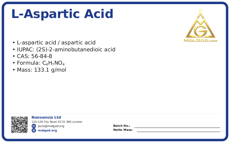 L (CAS 56-84-8), CAS 56-84-8 — chemical product label