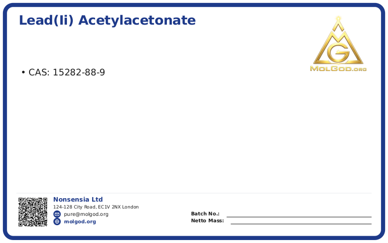 Lead(II) acetylacetonate (CAS 15282-88-9), CAS 15282-88-9 — chemical product label