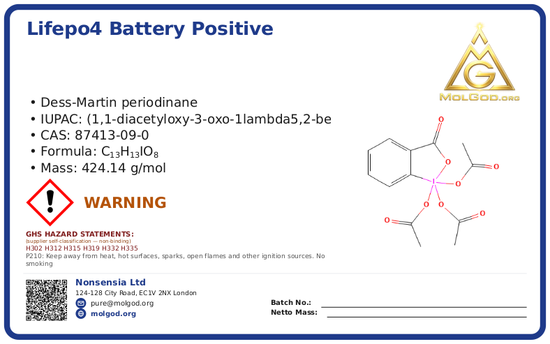 Dess-martin periodinane (CAS 87413-09-0), CAS 87413-09-0 — chemical product label