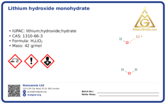 Lithium hydroxide (CAS 1310-66-3), CAS 1310-66-3 — chemical product label