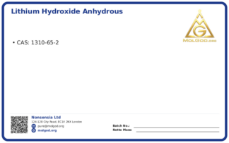 Lithium hydroxide anhydrous (CAS 1310-65-2), CAS 1310-65-2 — chemical product label