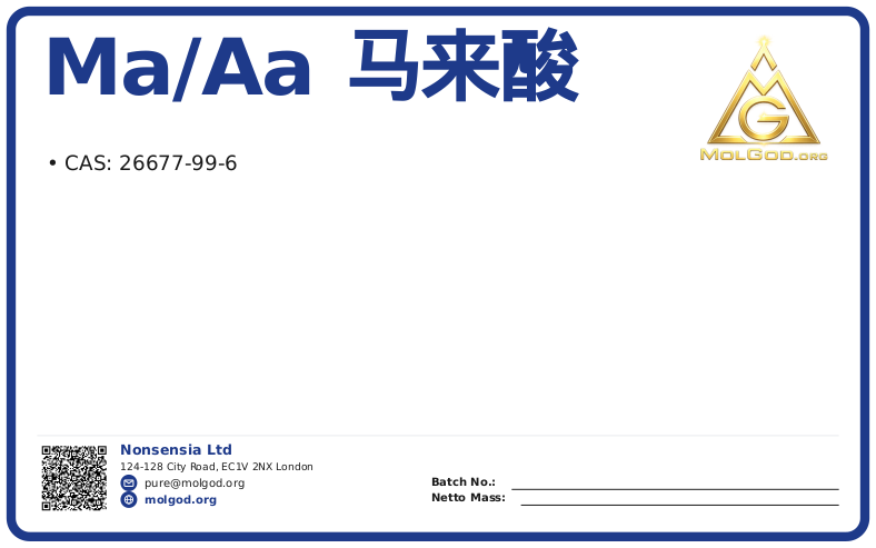 MA/AA 马来酸 (CAS 26677-99-6), CAS 26677-99-6 — chemical product label