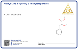 METHYL-(2R)-2-HYDROXY-3-PHENYLPROPANOATE (CAS 27000-00-6), CAS 27000-00-6 — chemical product label