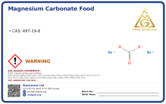 Magnesium Carbonate Food Grade-规格,图片,属性 (CAS 497-19-8) — Weifang Sodash, CAS 497-19-8 — chemical product label